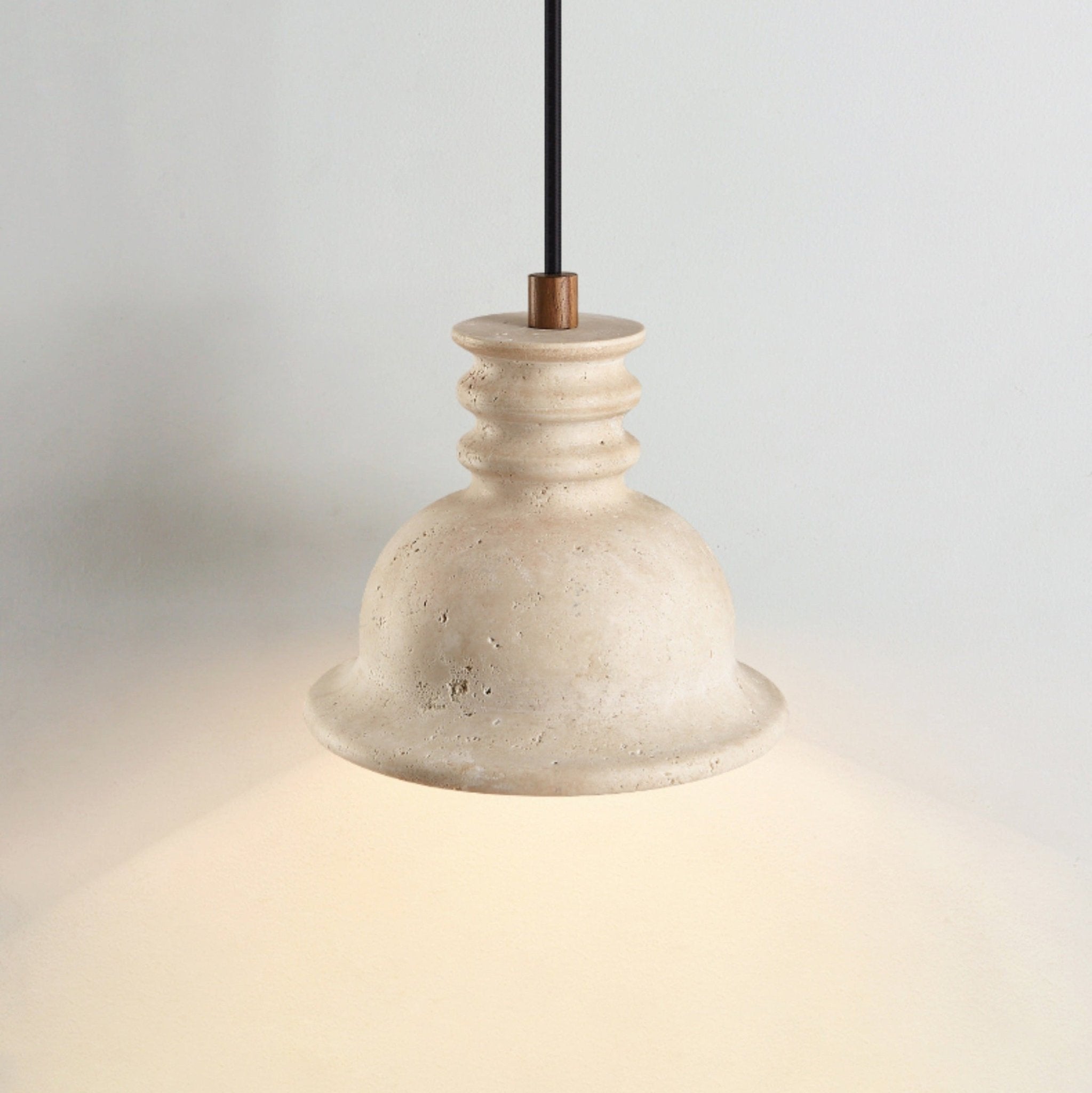 Travertine Ribbed Dome Pendant Light-Neutral Decor