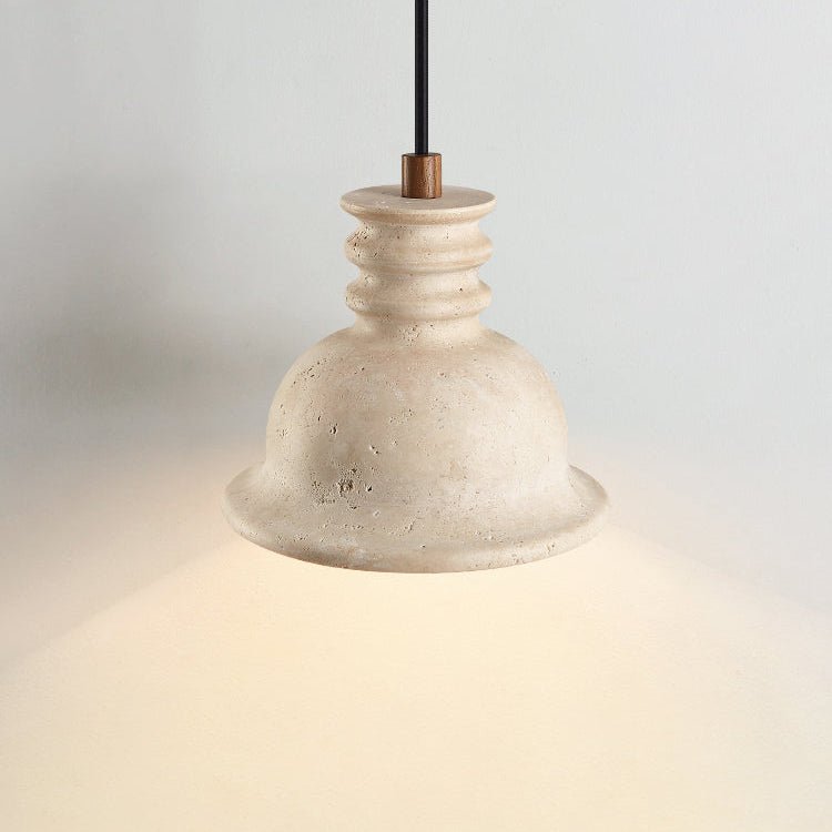 Travertine Ribbed Dome Pendant Light-Neutral Decor