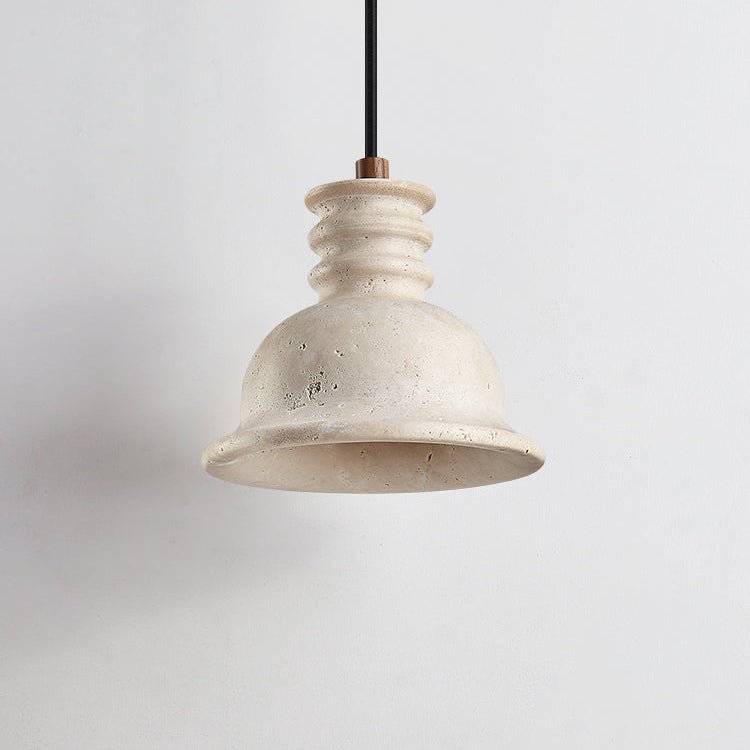 Travertine Ribbed Dome Pendant Light-Neutral Decor