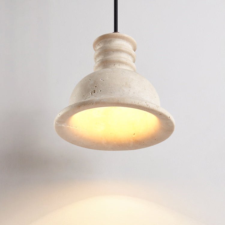 Travertine Ribbed Dome Pendant Light-Neutral Decor