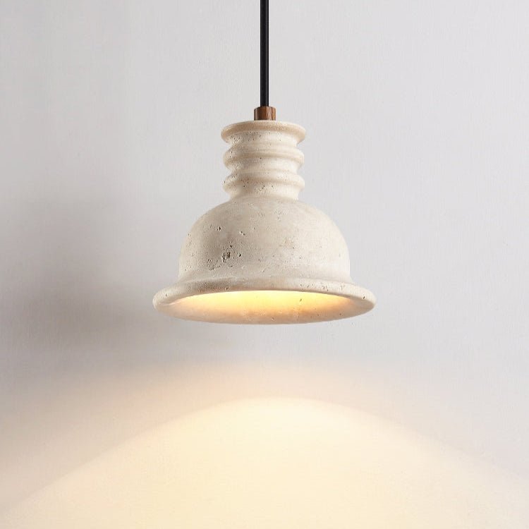 Travertine Ribbed Dome Pendant Light-Neutral Decor