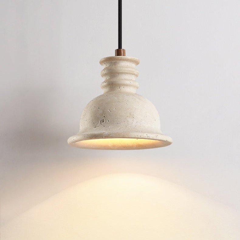Travertine Ribbed Dome Pendant Light-Neutral Decor