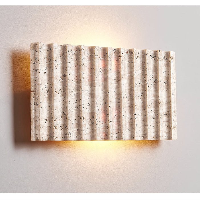 Travertine Ribbed Wall Sconce-Neutral Decor