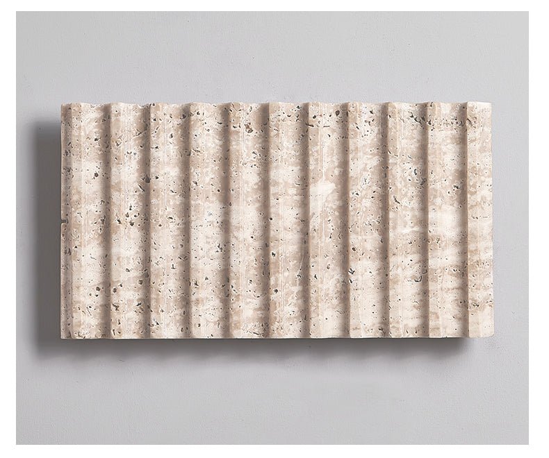 Travertine Ribbed Wall Sconce-Neutral Decor