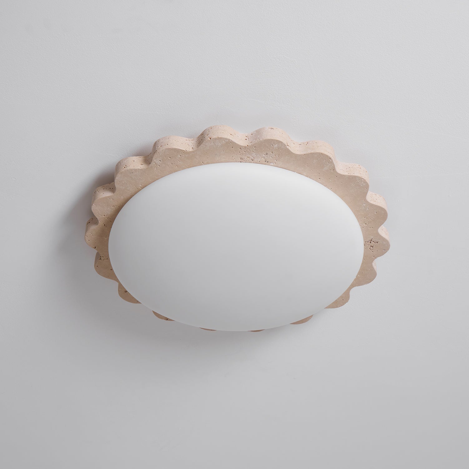 Travertine Scallop Edge Ceiling Light-Neutral Decor