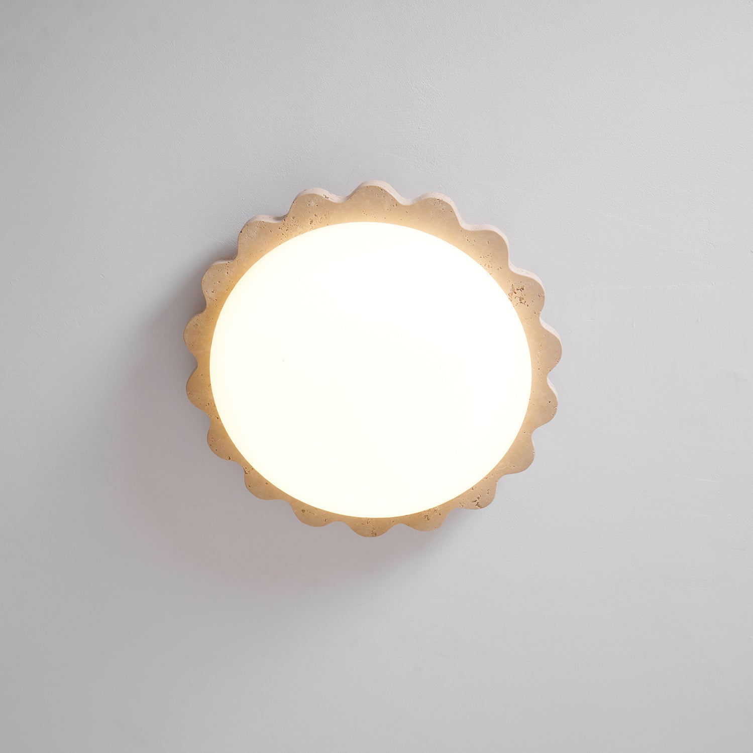 Travertine Scallop Edge Ceiling Light-Neutral Decor