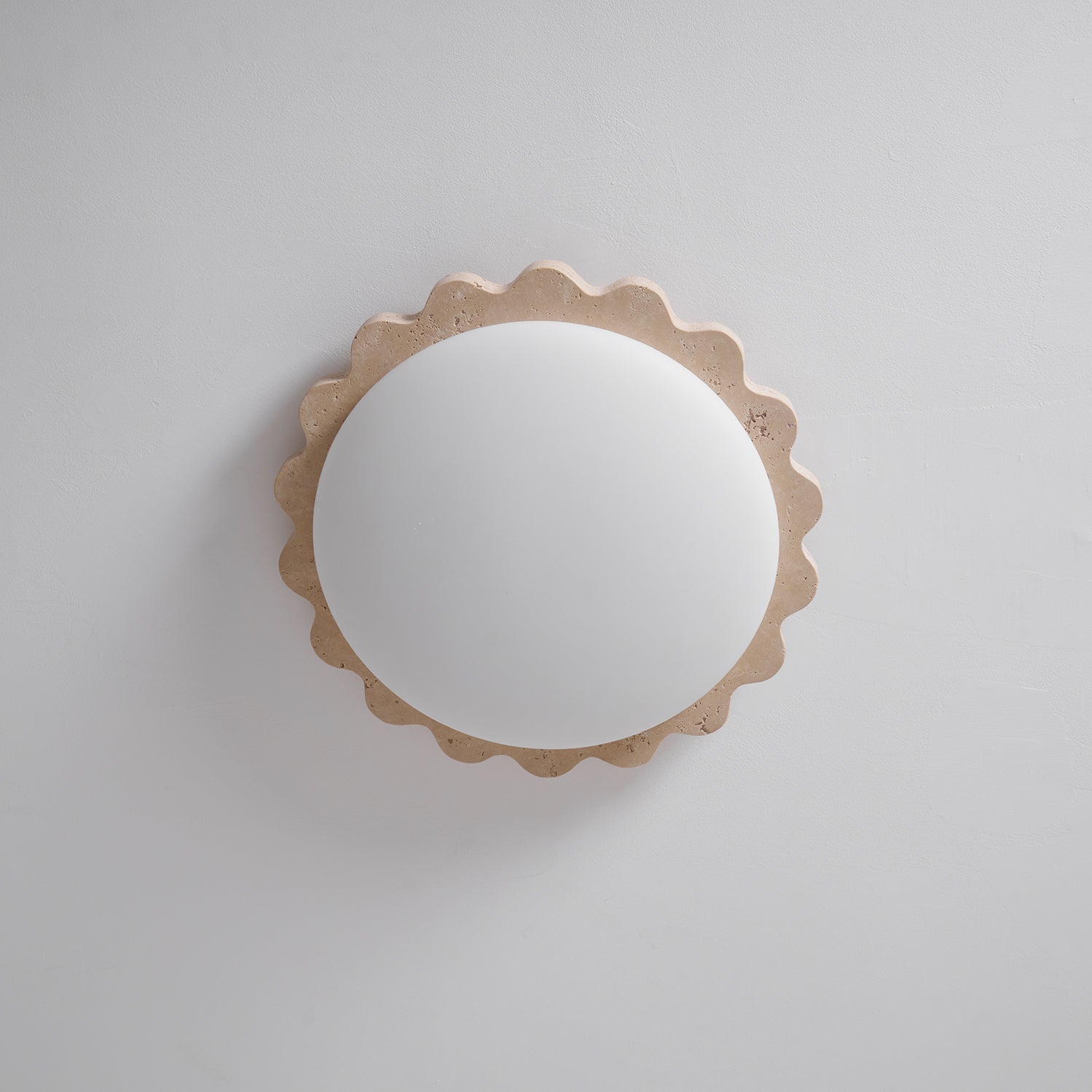 Travertine Scallop Edge Ceiling Light-Neutral Decor
