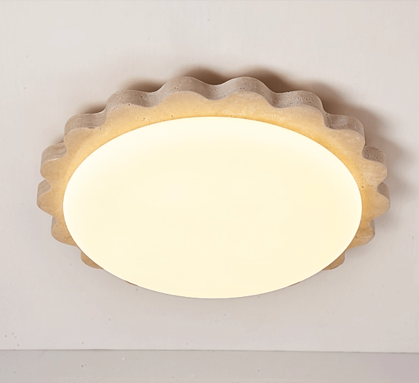 Travertine Scallop Edge Ceiling Light-Neutral Decor