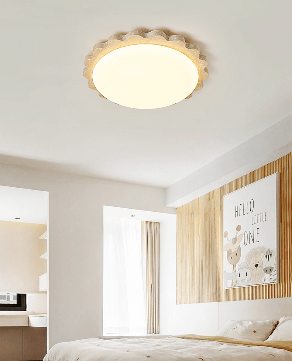 Travertine Scallop Edge Ceiling Light-Neutral Decor