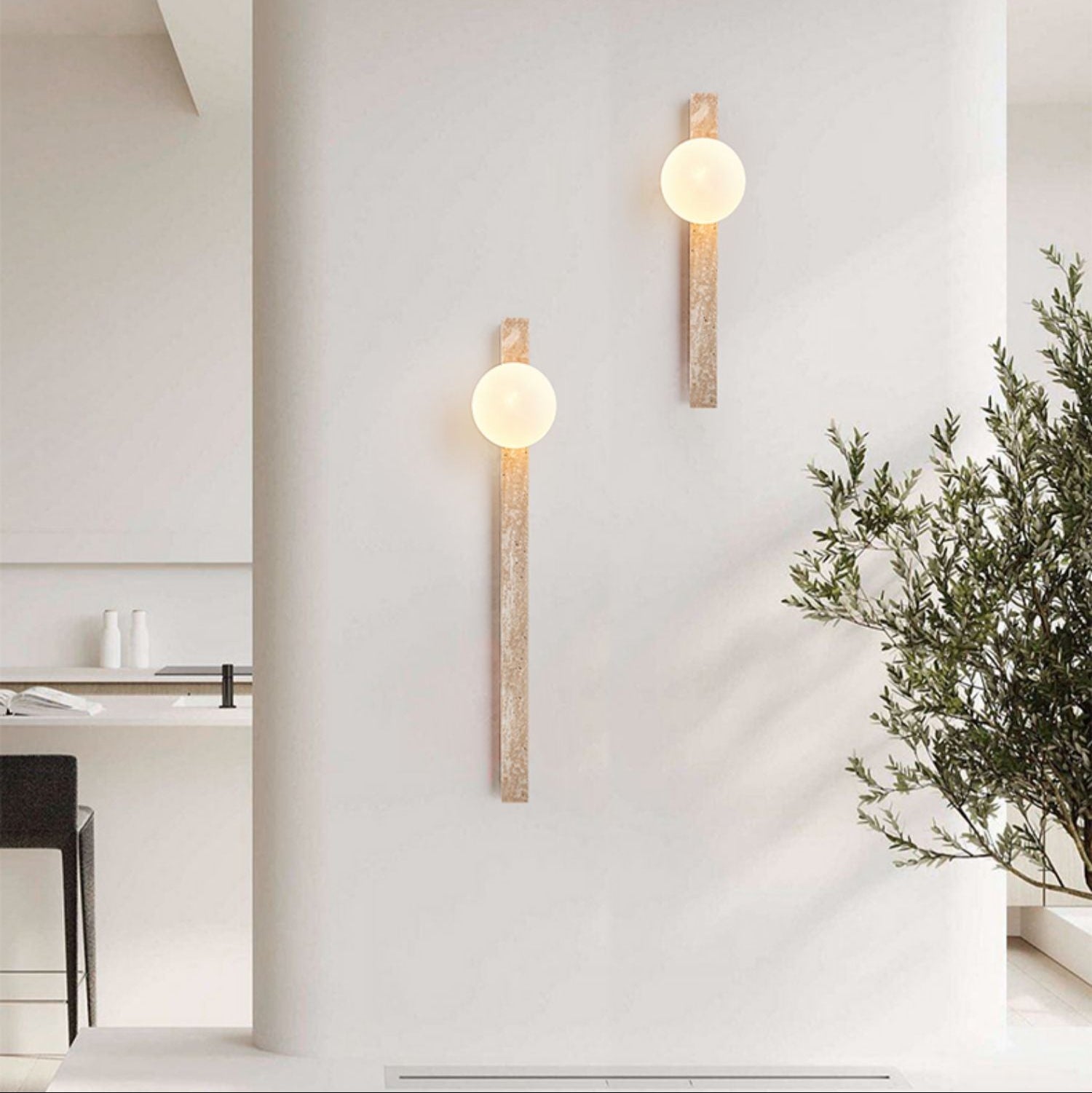 Travertine Stripe Wall Sconce-Neutral Decor
