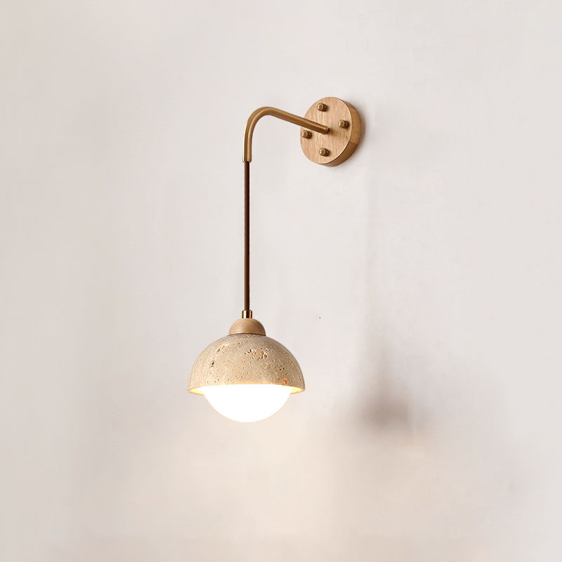 Travertine Swing Arm Wall Sconce-Neutral Decor