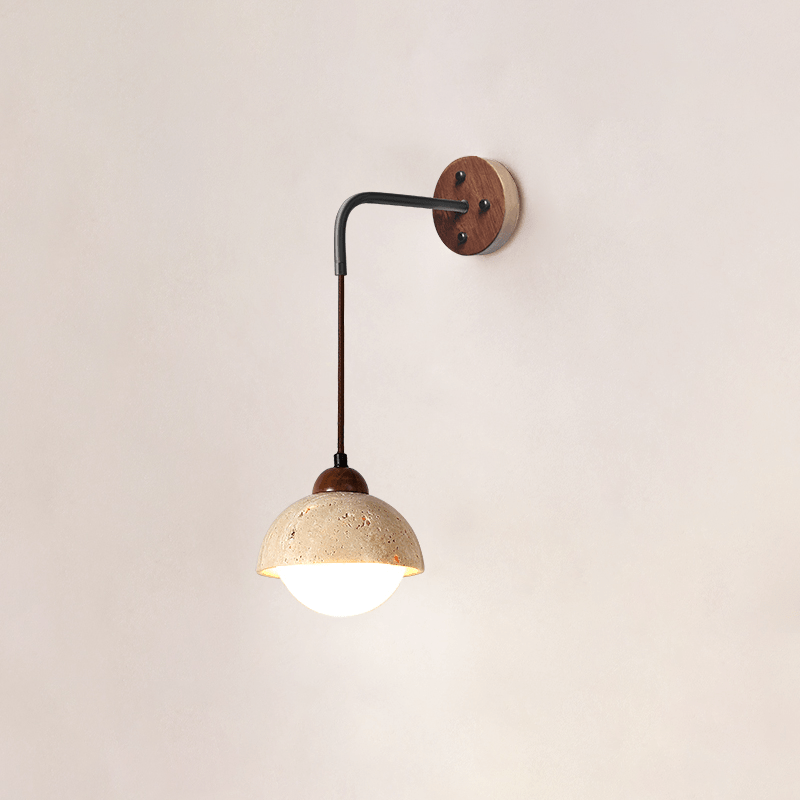 Travertine Swing Arm Wall Sconce-Neutral Decor