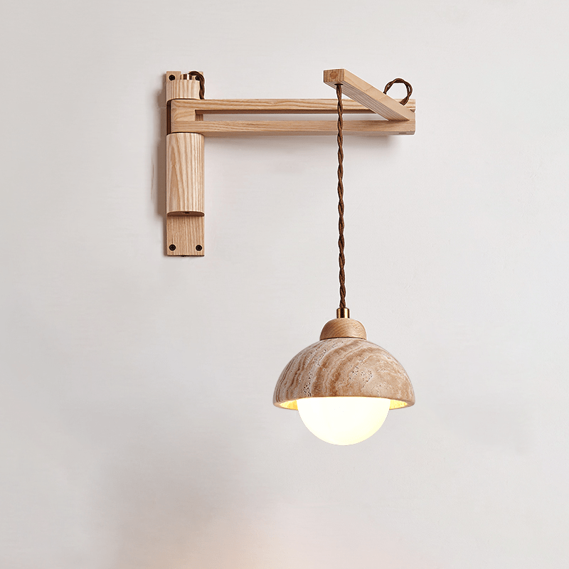 Travertine Swing Arm Wall Sconce-Neutral Decor