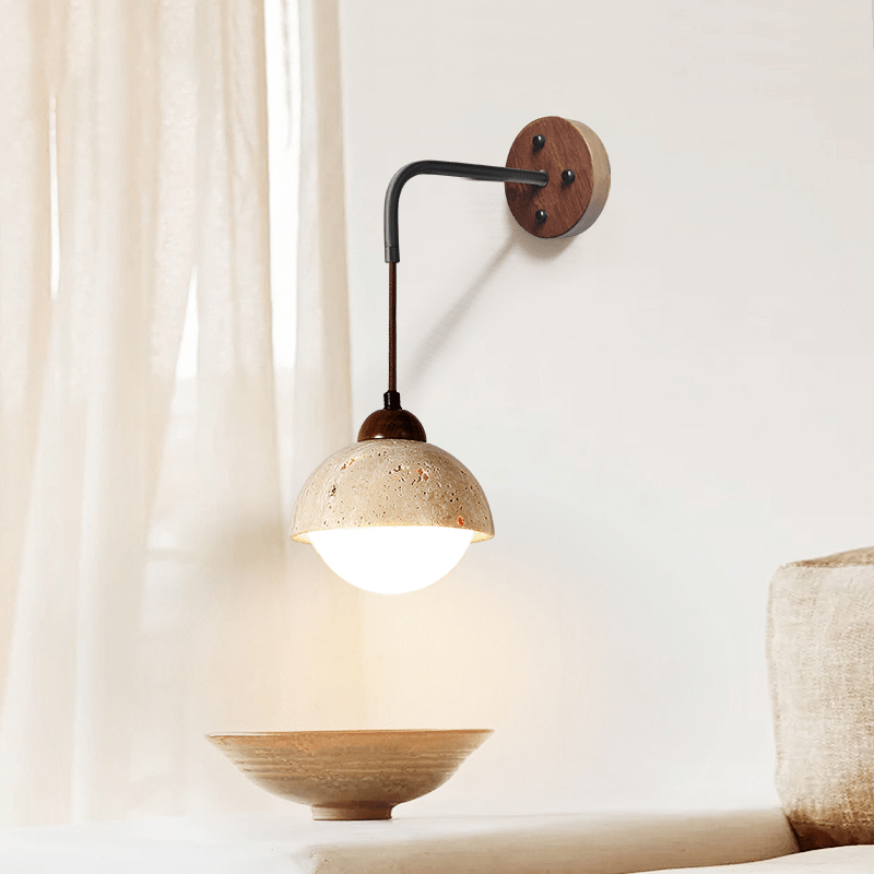 Travertine Swing Arm Wall Sconce-Neutral Decor