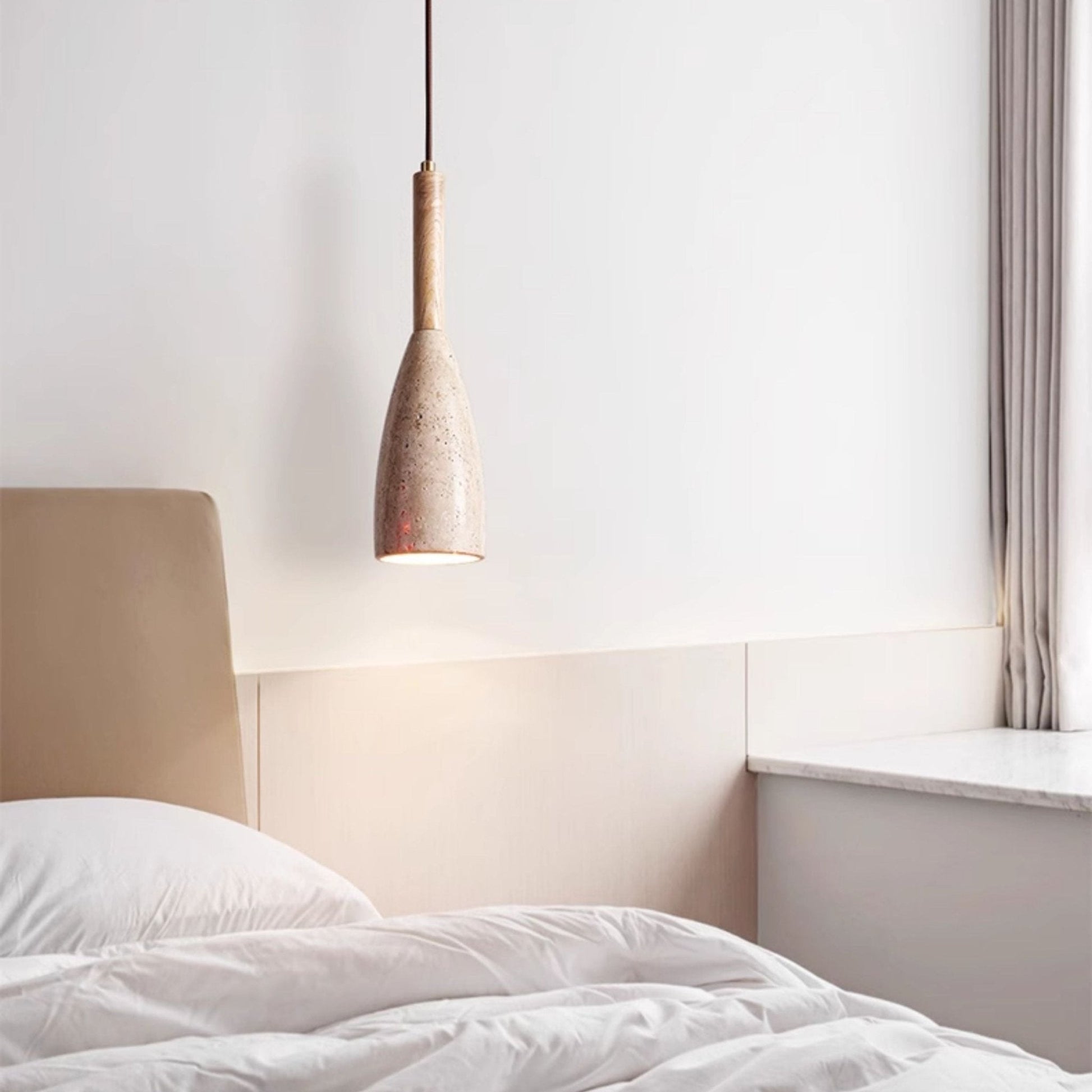 Travertine Teardrop Pendant Light-Neutral Decor