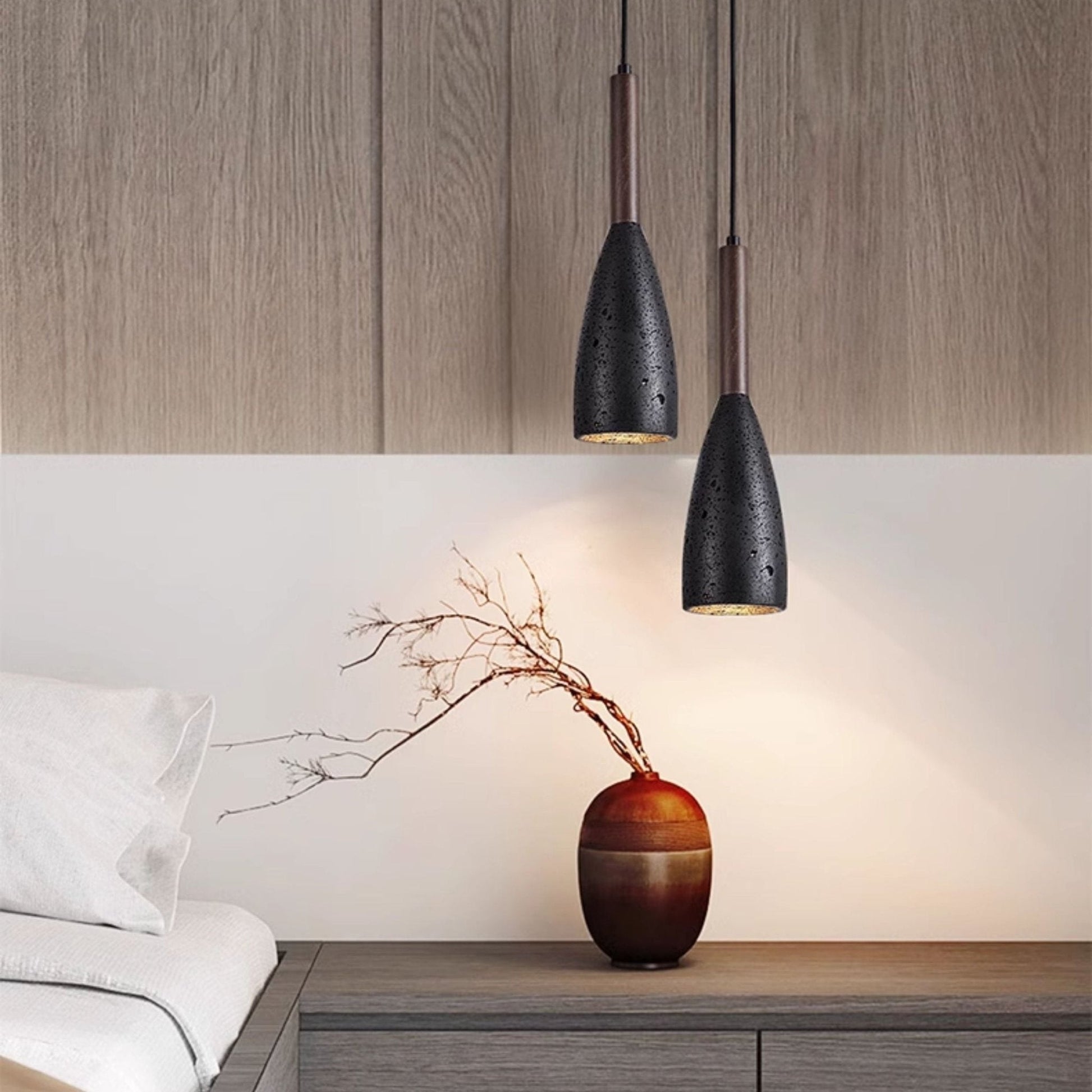 Travertine Teardrop Pendant Light-Neutral Decor