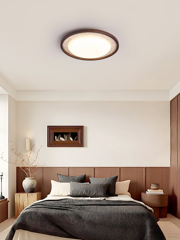 Bexm Round Yellow Travertine Ceiling Light-Neutral Decor