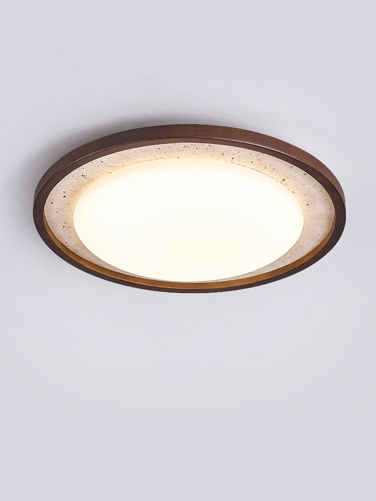 Bexm Round Yellow Travertine Ceiling Light-Neutral Decor