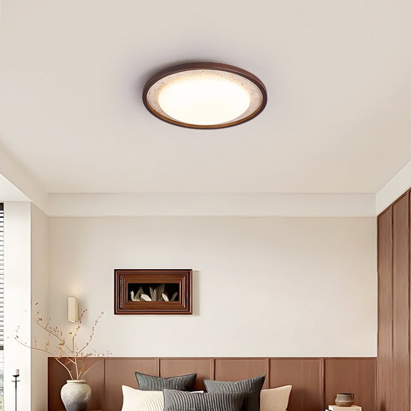 Bexm Round Yellow Travertine Ceiling Light-Neutral Decor