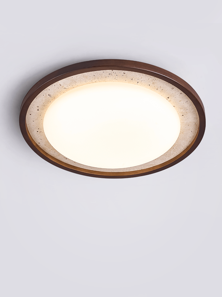 Bexm Round Yellow Travertine Ceiling Light-Neutral Decor