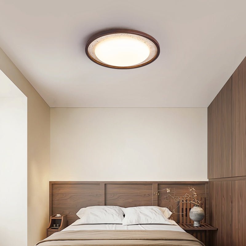 Bexm Round Yellow Travertine Ceiling Light-Neutral Decor