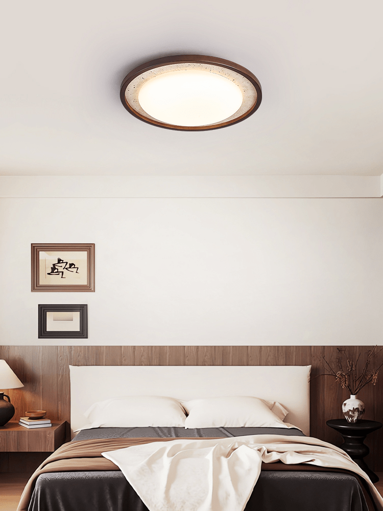 Bexm Round Yellow Travertine Ceiling Light-Neutral Decor