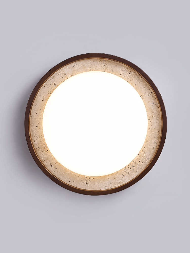 Bexm Round Yellow Travertine Ceiling Light-Neutral Decor