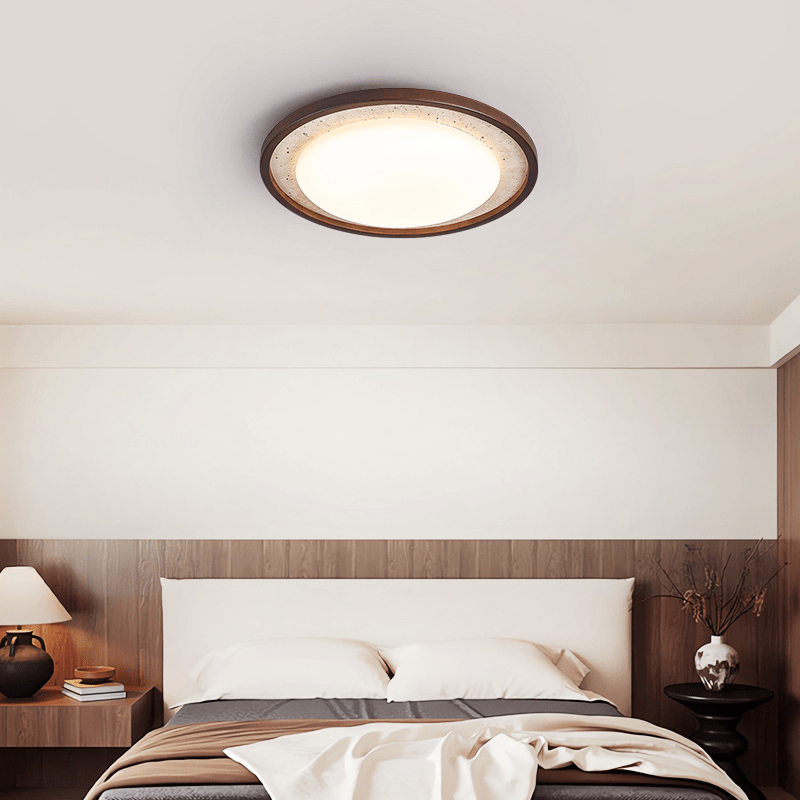 Bexm Round Yellow Travertine Ceiling Light-Neutral Decor