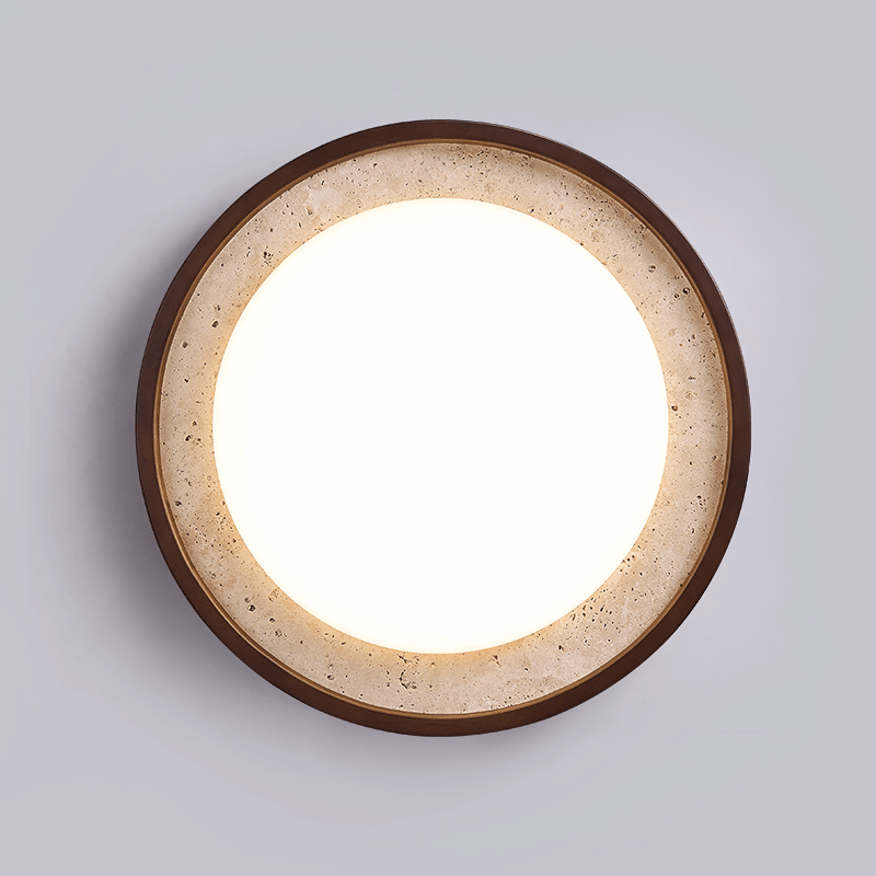 Bexm Round Yellow Travertine Ceiling Light-Neutral Decor