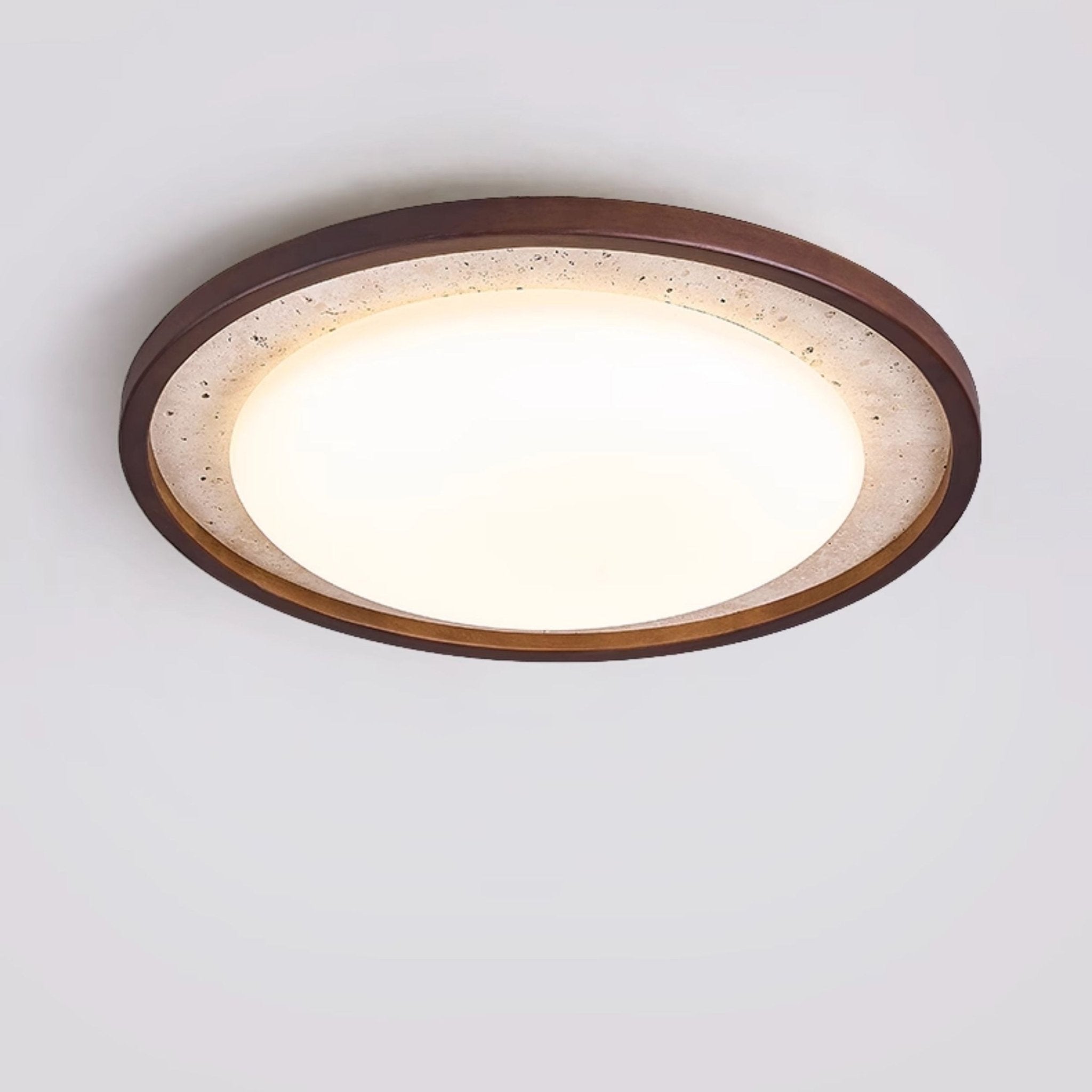 Bexm Round Yellow Travertine Ceiling Light-Neutral Decor