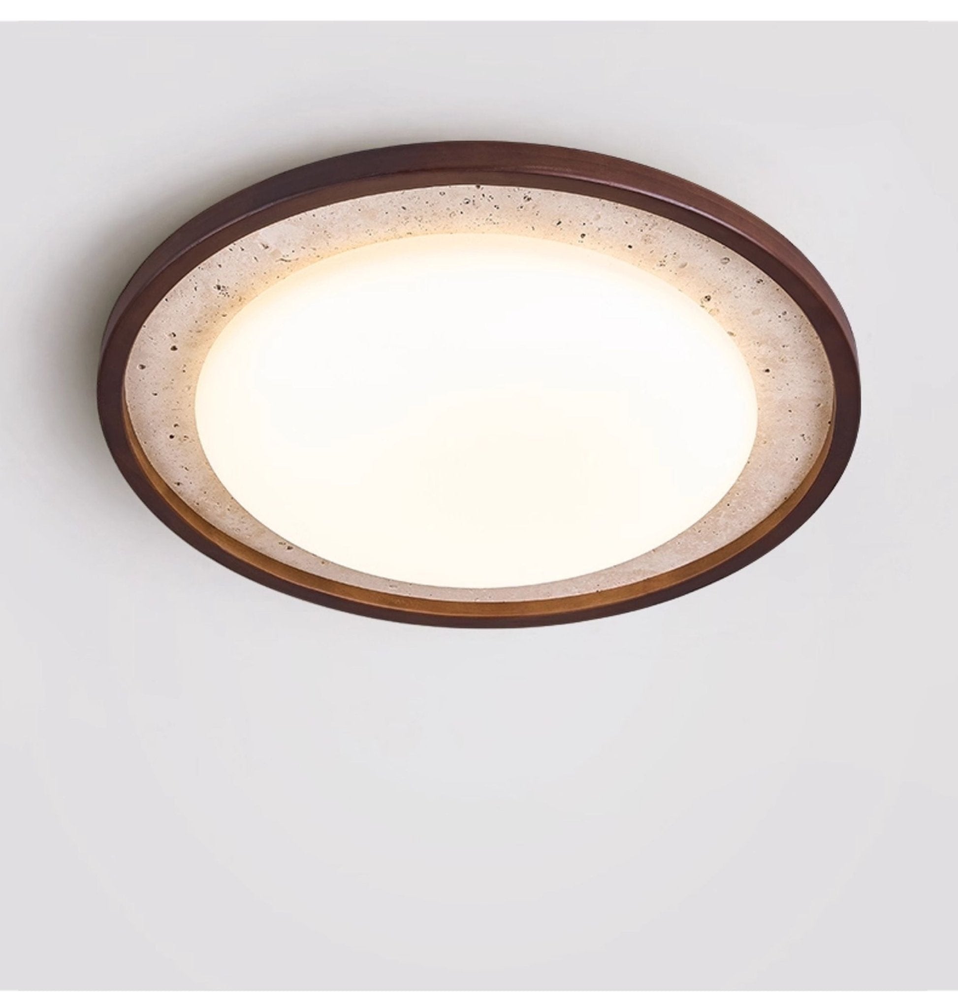 Bexm Round Yellow Travertine Ceiling Light-Neutral Decor