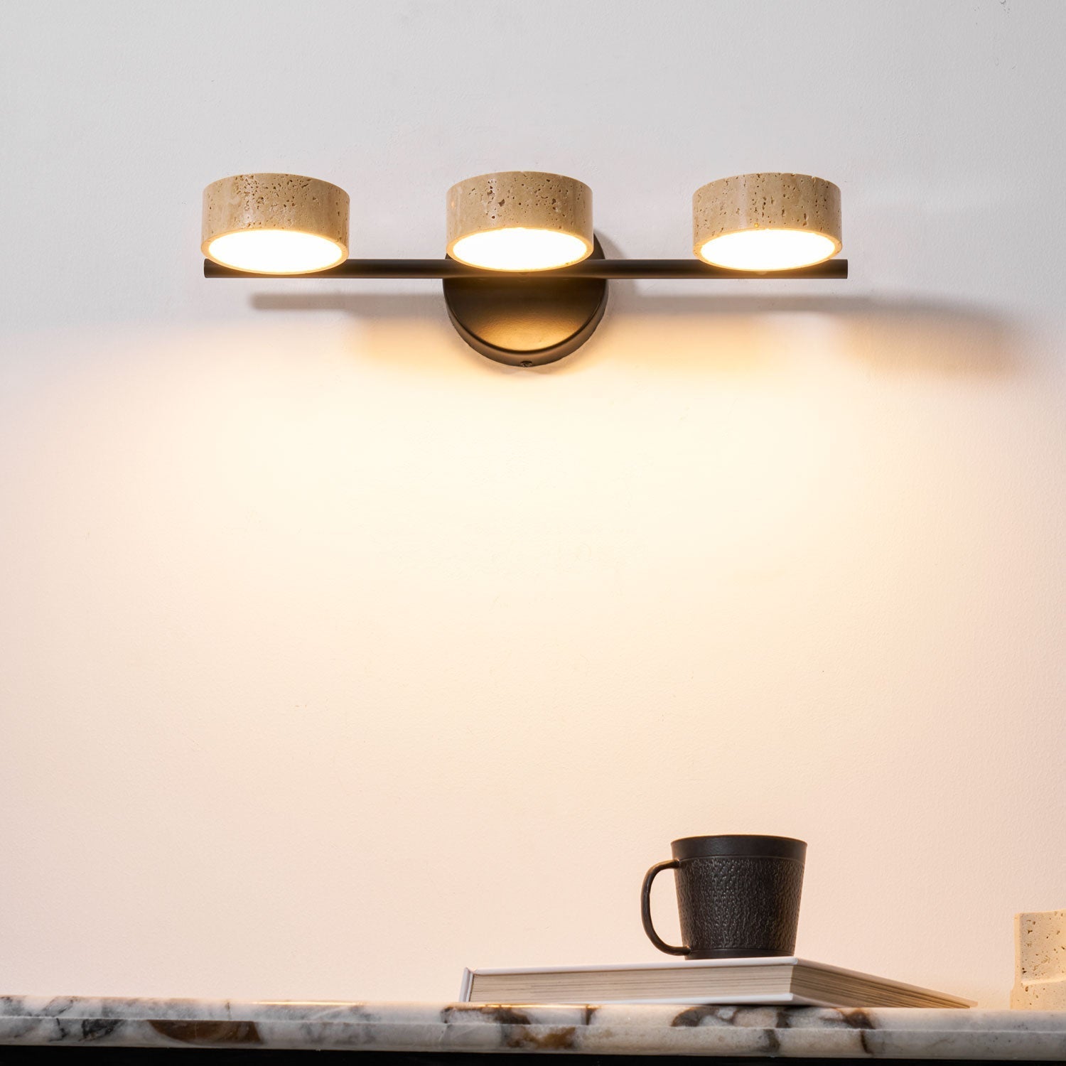 Ceshair Multi Head Travertine Vanity Light-Neutral Decor
