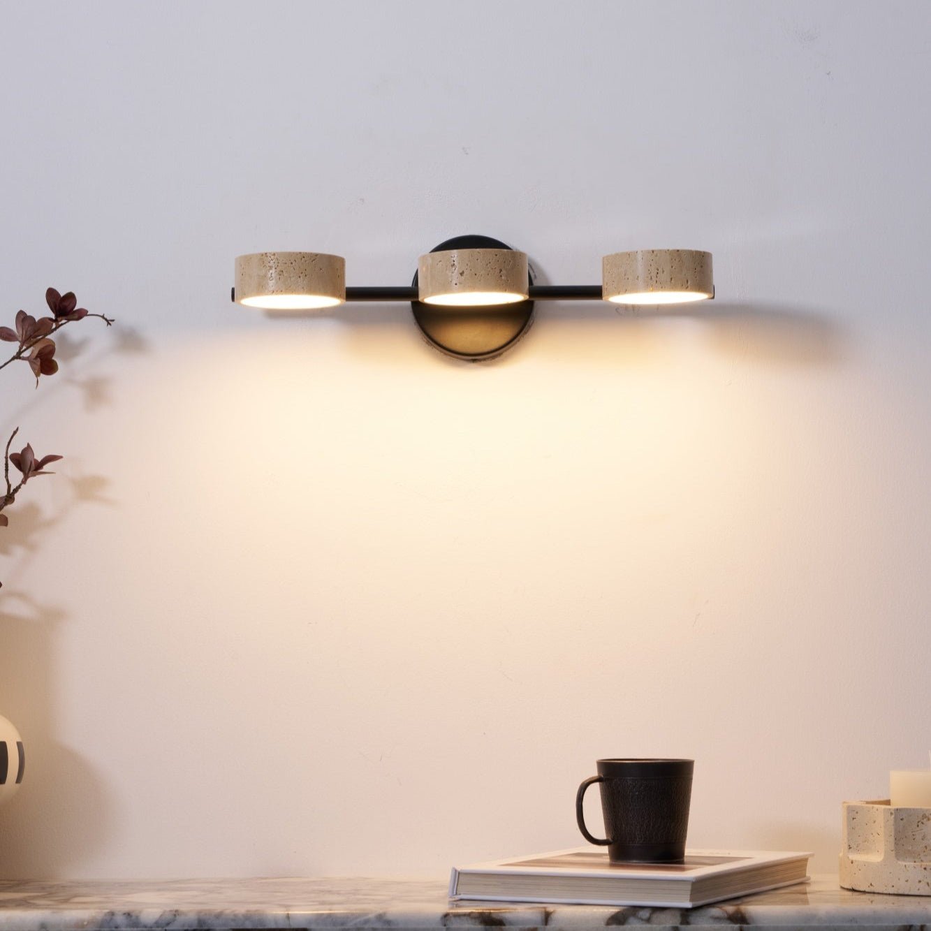Ceshair Multi Head Travertine Vanity Light-Neutral Decor