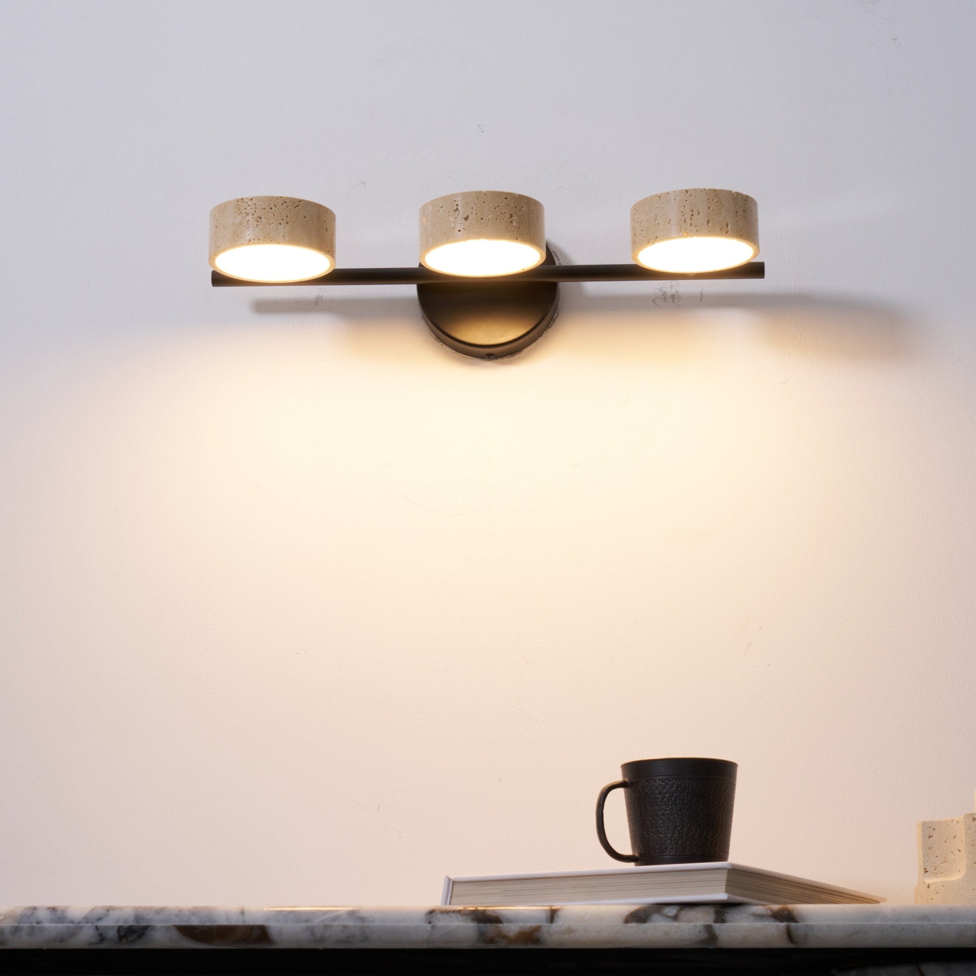 Ceshair Multi Head Travertine Vanity Light-Neutral Decor