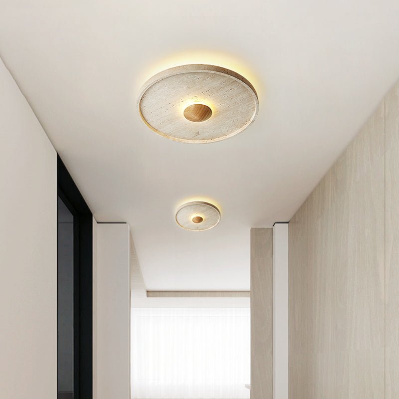 Gino Yellow Travertine Halo Ceiling Lamp-Neutral Decor