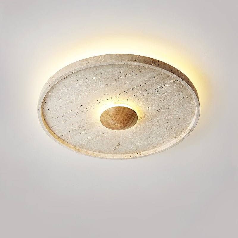 Gino Yellow Travertine Halo Ceiling Lamp-Neutral Decor