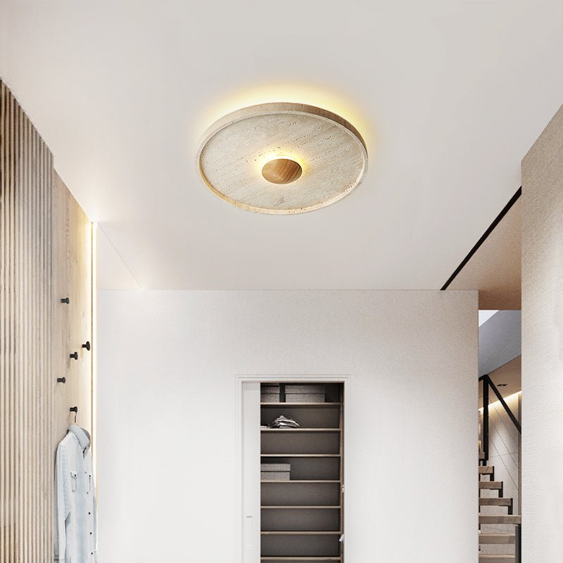 Gino Yellow Travertine Halo Ceiling Lamp-Neutral Decor