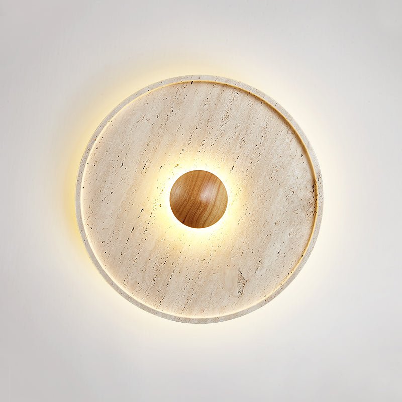 Gino Yellow Travertine Halo Ceiling Lamp-Neutral Decor