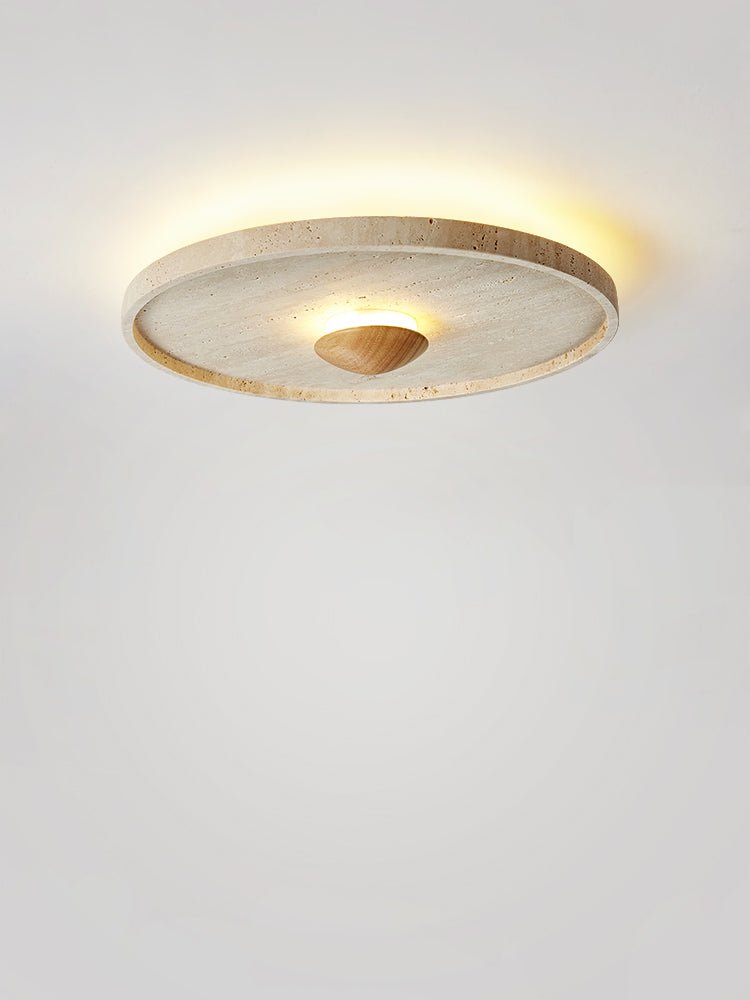 Gino Yellow Travertine Halo Ceiling Lamp-Neutral Decor