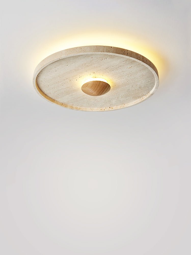 Gino Yellow Travertine Halo Ceiling Lamp-Neutral Decor
