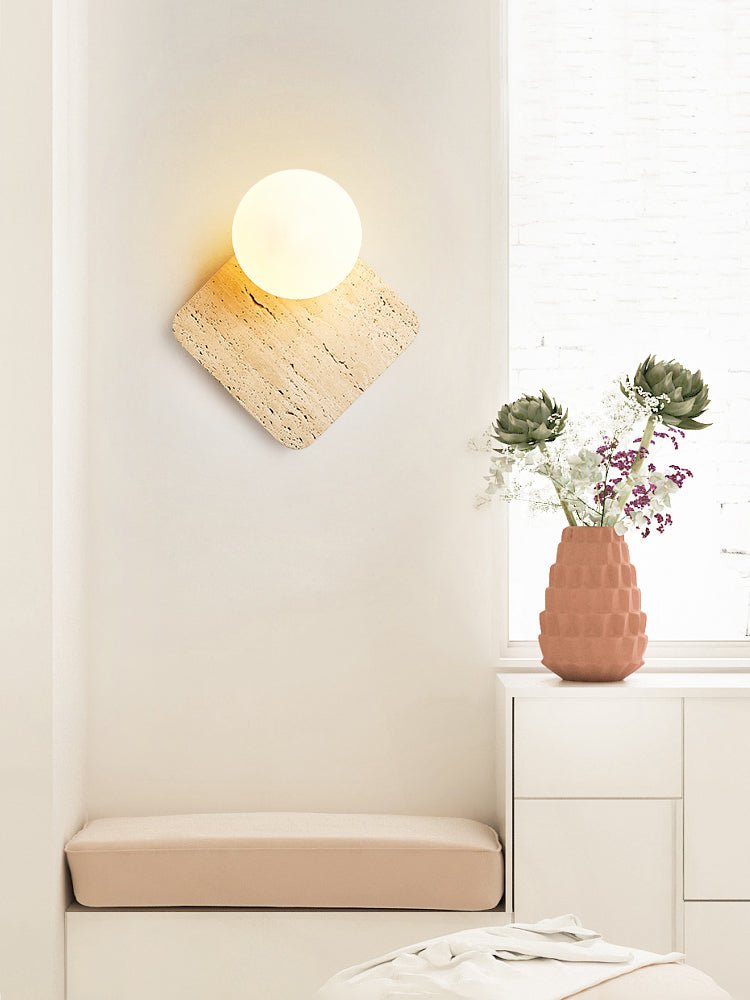 Pia Elmwood Globe Wood Wall Lamp-Neutral Decor