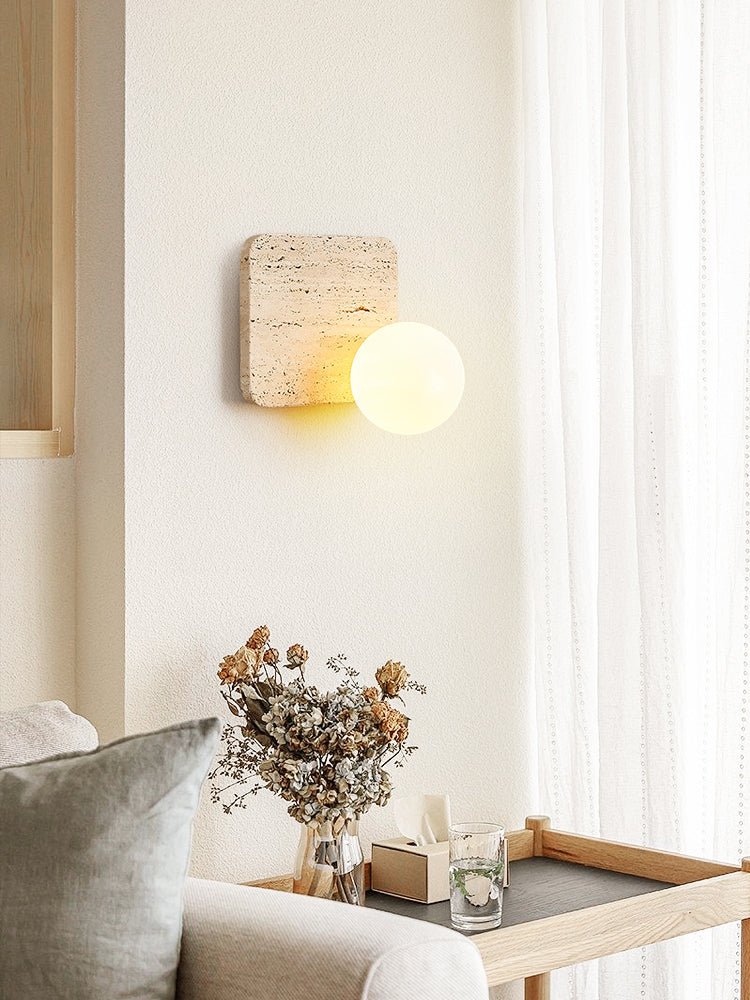 Pia Elmwood Globe Wood Wall Lamp-Neutral Decor