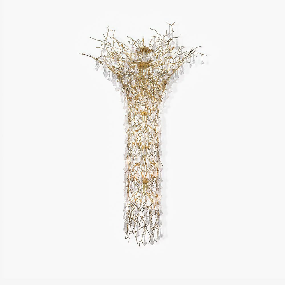 Abeleisa Tree Branch Staircase Brass Crystal Chandelier-Neutral Decor