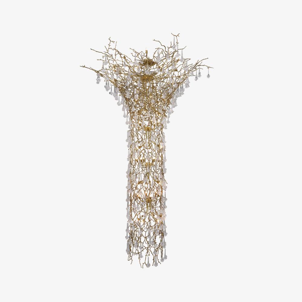 Abeleisa Tree Branch Staircase Brass Crystal Chandelier-Neutral Decor