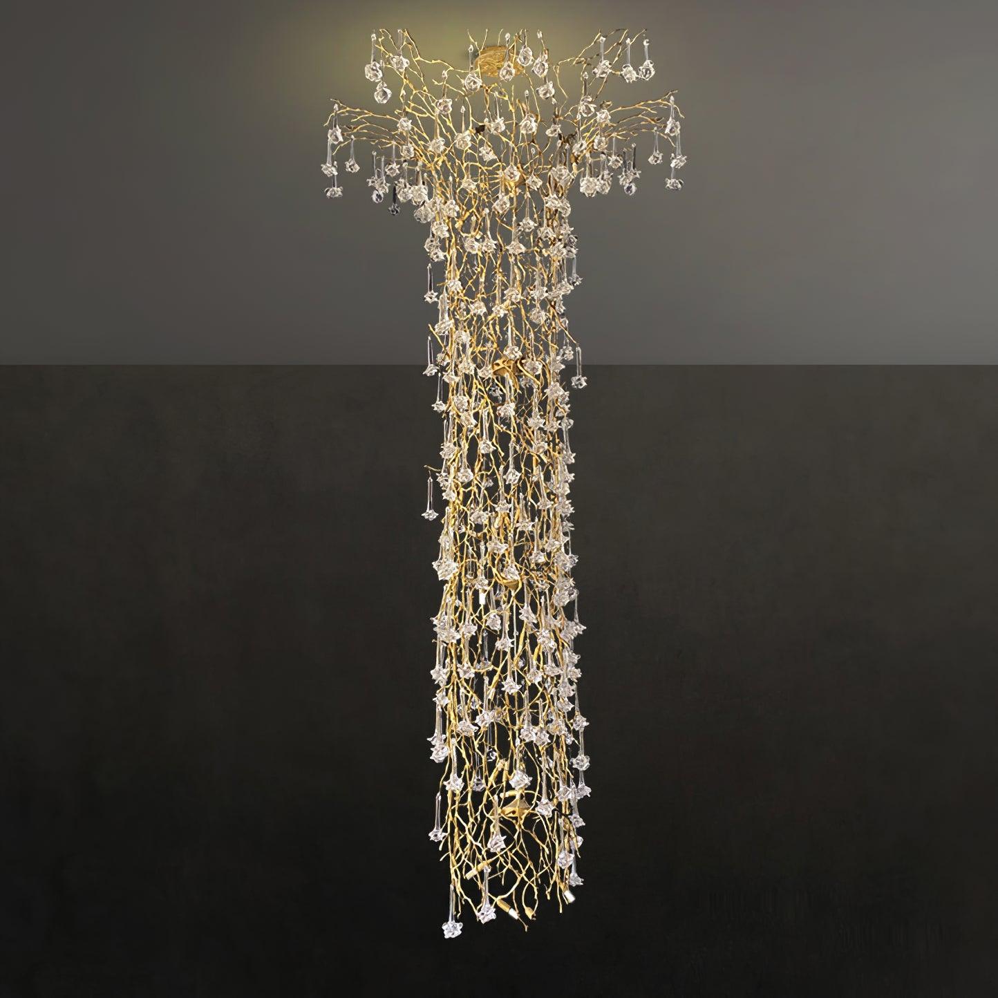 Abeleisa Tree Branch Staircase Brass Crystal Chandelier-Neutral Decor