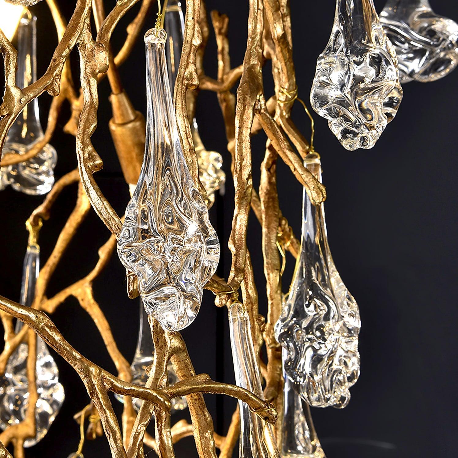 Abeleisa Tree Branch Staircase Brass Crystal Chandelier-Neutral Decor