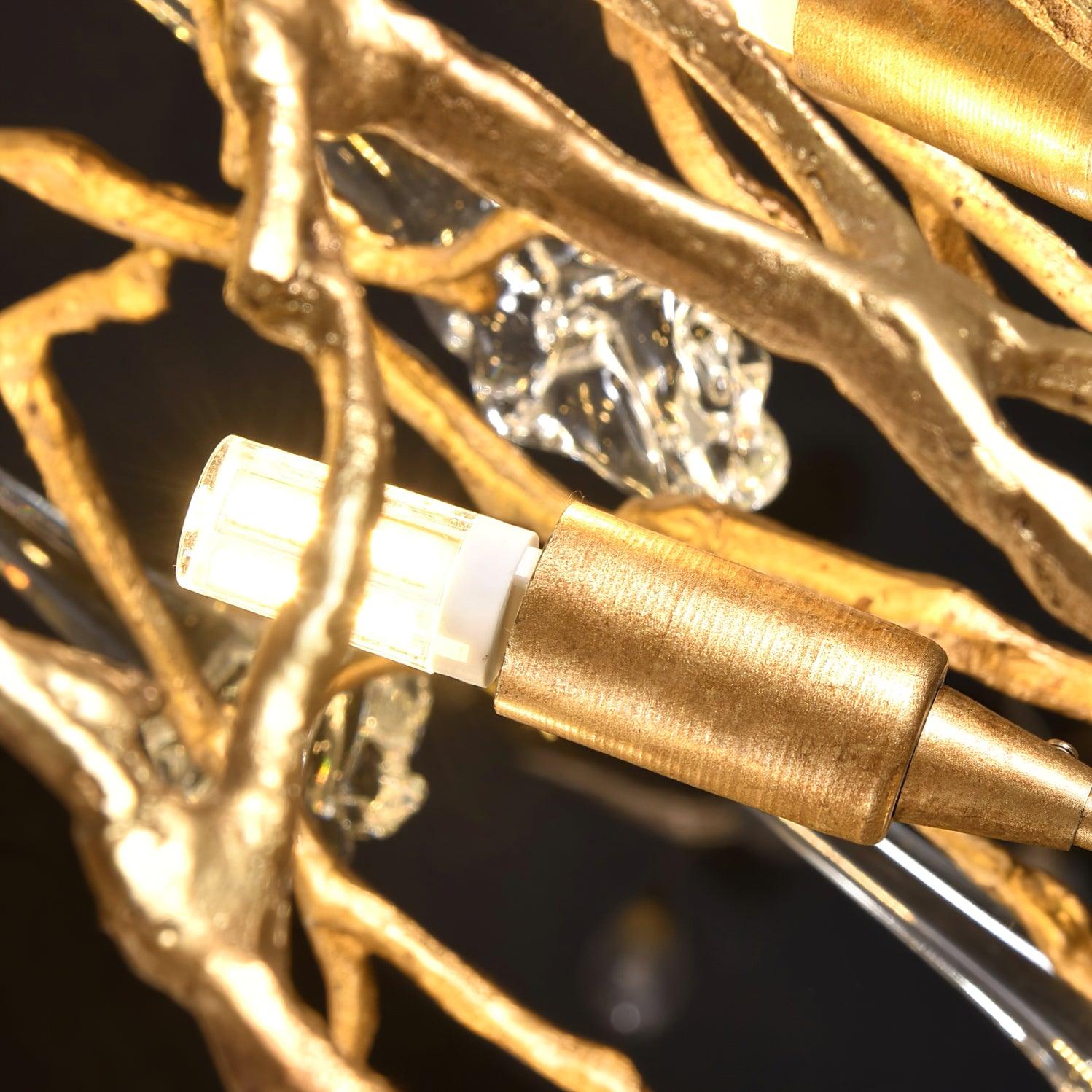Abeleisa Tree Branch Staircase Brass Crystal Chandelier-Neutral Decor