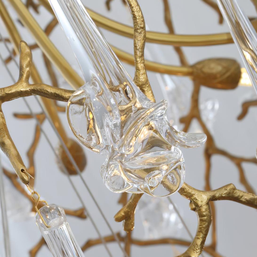 Abeleisa Tree Branch Staircase Brass Crystal Chandelier-Neutral Decor