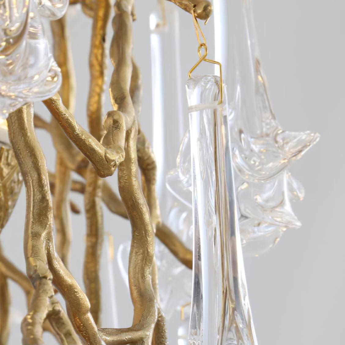 Abeleisa Tree Branch Staircase Brass Crystal Chandelier-Neutral Decor