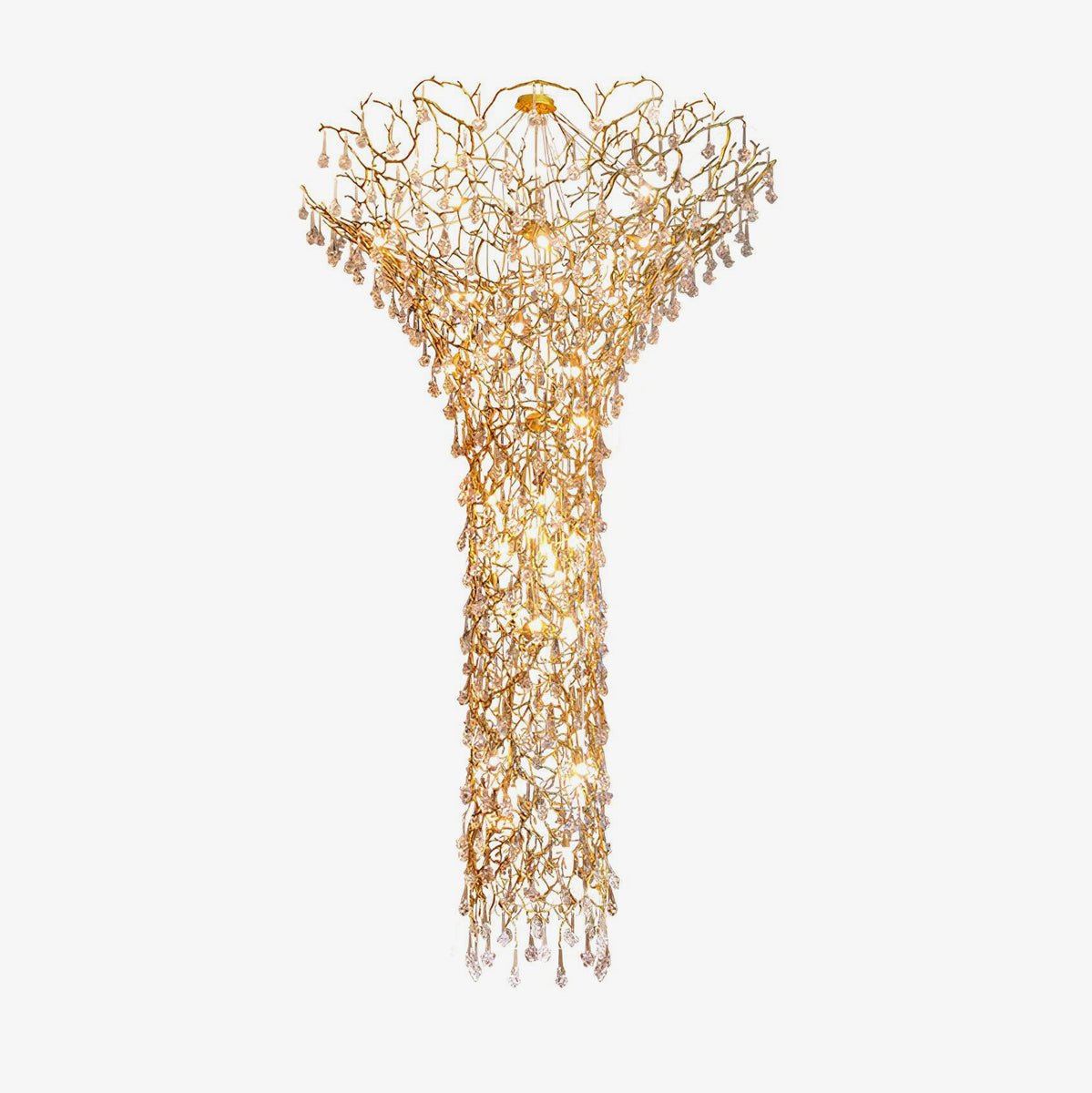 Abeleisa Tree Branch Staircase Brass Crystal Chandelier-Neutral Decor